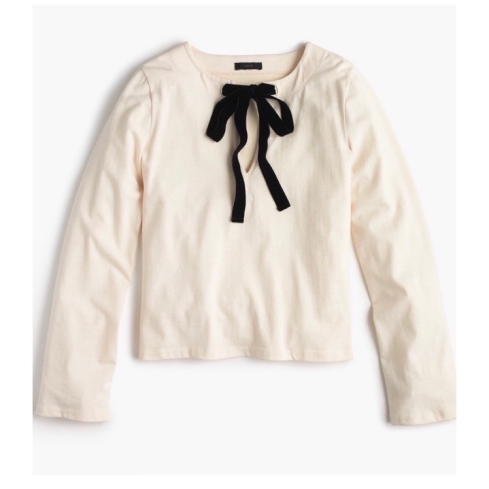 🌿J.CREW CREAM & BLACK BOW TOP🌿
